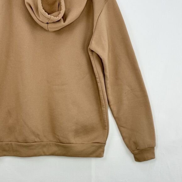 Women’s Hoodie Sweatshirt Brown Kangaroo Pocket Hood Size L - Picture 13 of 16